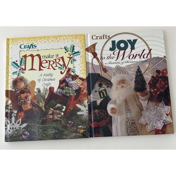 Make It Merry & Joy To The World- Lot Of 2 VTG Christmas Crafts Books -Hardcover - Picture 1 of 16